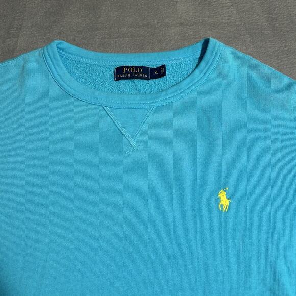 Cyan Sky Blue Polo Ralph Lauren's crewneck sweatshirt. Men’s Sz XL - Picture 2 of 6
